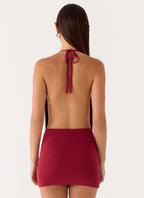 Annalise Beaded Mini Dress - Wine