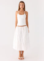 Aphira Tiered Midi Skirt - White