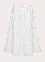 Aphira Tiered Midi Skirt - White