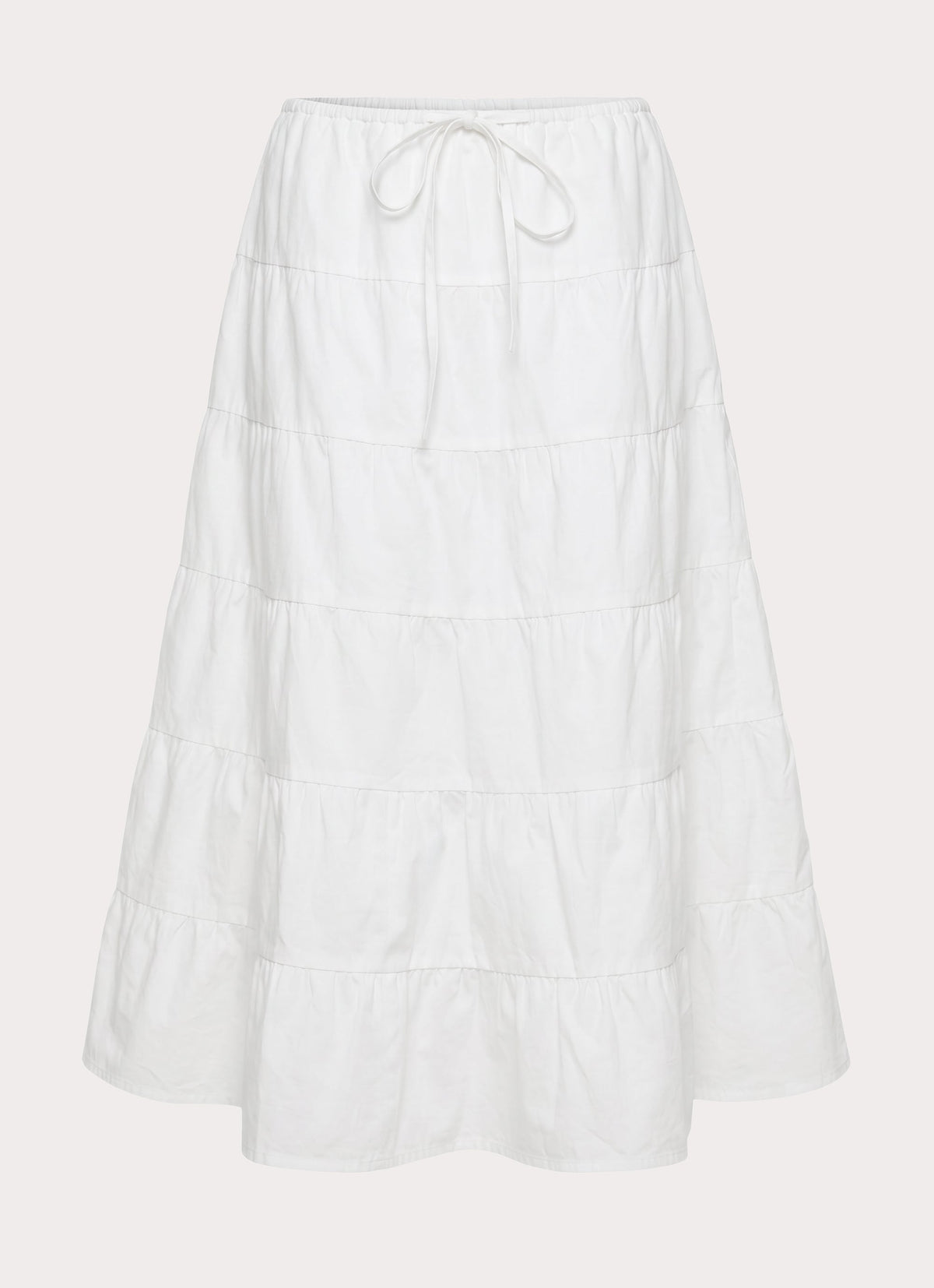 Aphira Tiered Midi Skirt - White