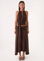 Automatic Midi Skirt - Rose Taupe