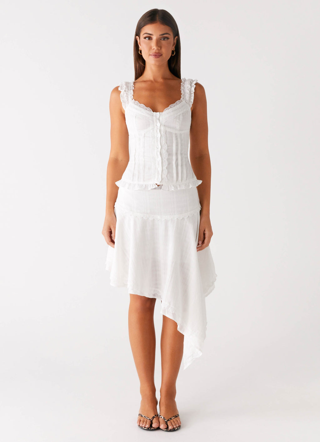 Clearwater Mist Midi Skirt - White