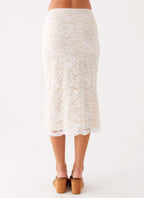 Crystal Clear Lace Midi Skirt - Ivory