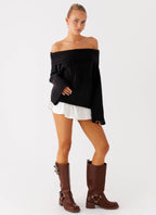 Federica Off Shoulder Knit - Black
