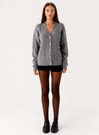 Frawley Cable Knit Cardigan - Grey