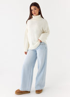 Gabrielle Knit Sweater - Ivory Cream