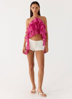 Inna Frill Halter Top - Fuchsia