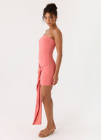 Jiliana Strapless Mini Dress - Coral