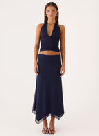 Kerrie Hanky Midi Skirt - Dark Navy