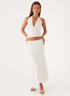 Kerrie Hanky Midi Skirt - White