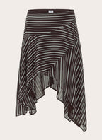 Kia Low Rise Asymmetrical Midi Skirt - Chocolate Stripe