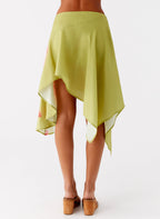 Kia Low Rise Asymmetrical Midi Skirt - Jungle Floral