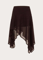 Kia Low Rise Asymmetrical Midi Skirt - Chocolate