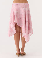 Kia Low Rise Asymmetrical Midi Skirt - Vintage Floral