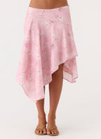 Kia Low Rise Asymmetrical Midi Skirt - Vintage Floral