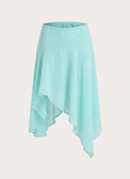 Kia Low Rise Asymmetrical Midi Skirt - Aqua