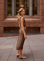 Malachie Lace Midi Skirt - Chocolate