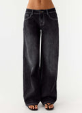 Nathan Super Low Rise Denim Jeans - Washed Black