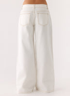 Neo Low Rise Wide Leg Denim Jeans - Ivory
