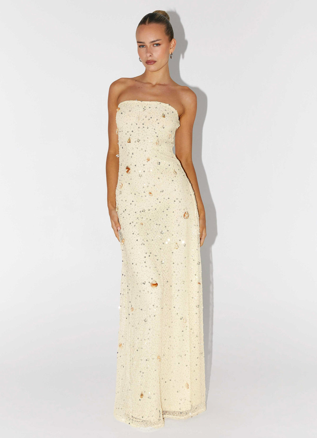 Orelli Shell Sequin Knit Maxi Dress - Ivory