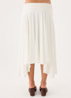 Perrie Asymmetrical Midi Skirt - Cloud Dancer