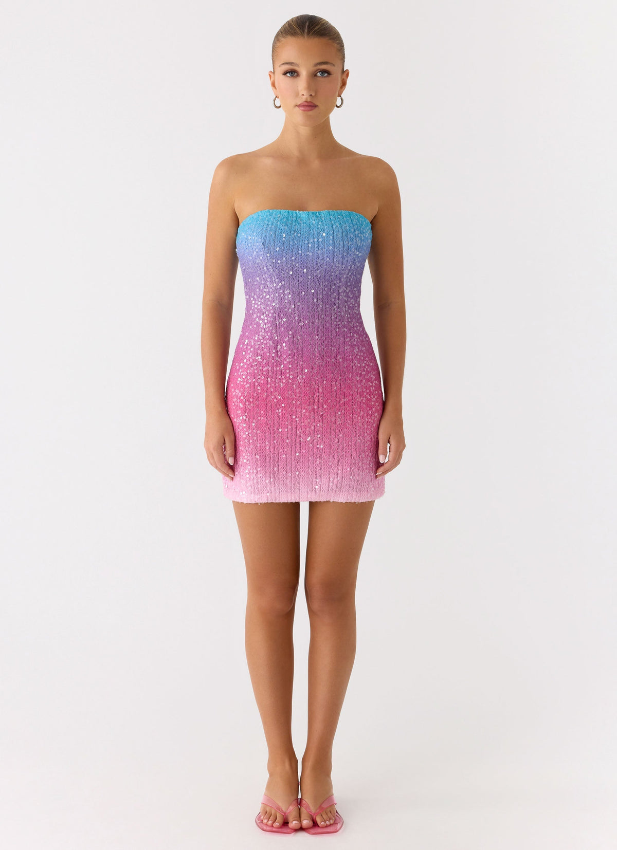 Step Closer Sequin Knit Mini Dress - Disco Ombre