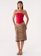 Vania Sequin Low Rise Midi Skirt - Shimmer Leopard
