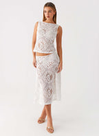 Virelle Lace Midi Skirt - Ivory