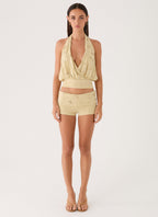 Vivienne Halter Top - Pale Olive