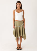 Zafira Midi Skirt - Pale Olive