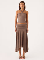 Zayde Midi Skirt - Taupe